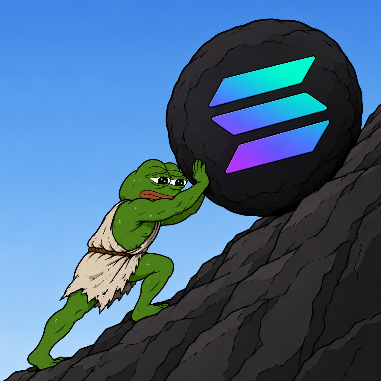 Solphus pushing a Solana boulder uphill